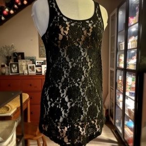 Frenchie Black Lace Tank